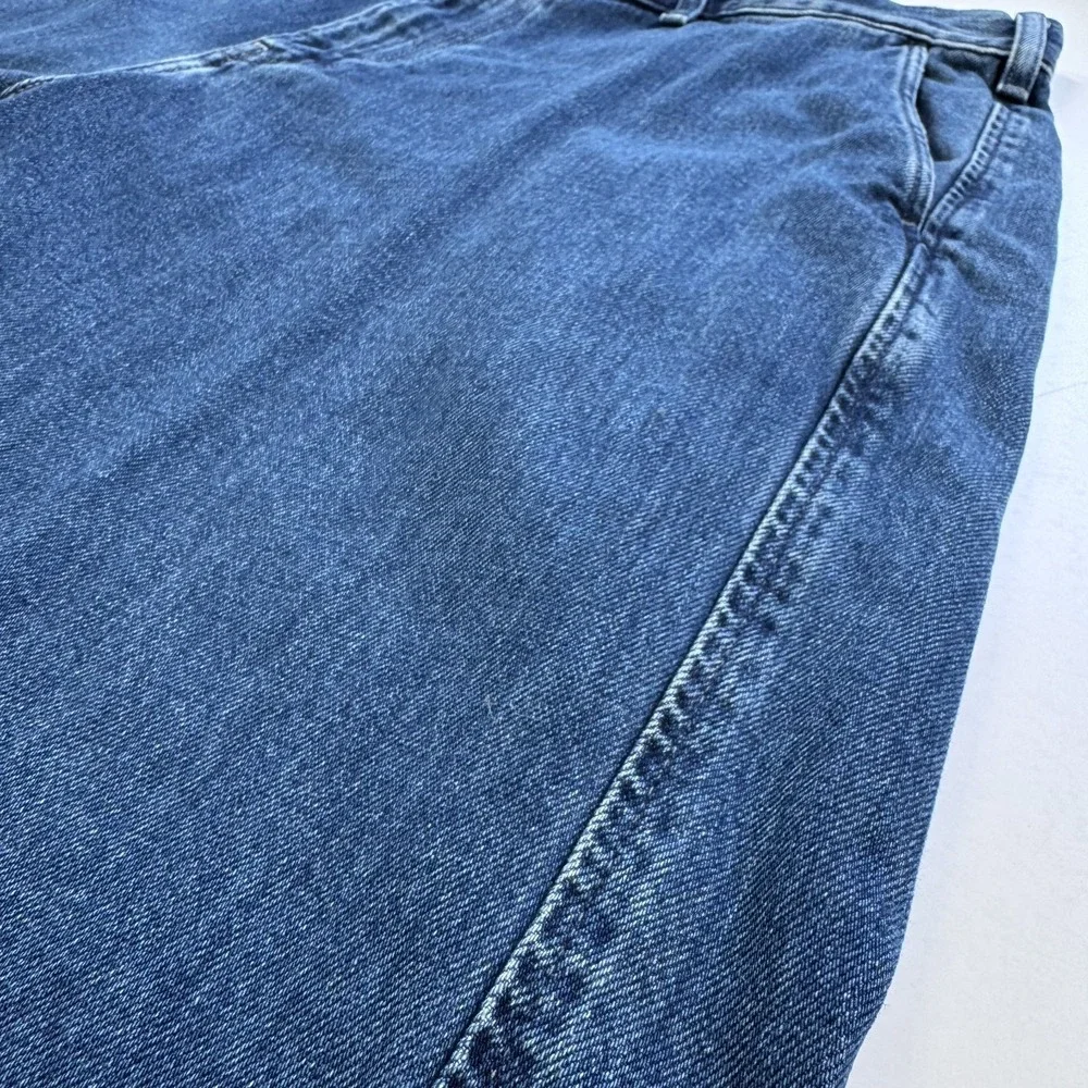 UNIQLO Wide Baggy Tapered Jeans Denim Unisex Large Slash Pockets Loose Blue